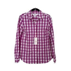 NWT Vineyard Vines Purple Plum Gingham Button Up Blouse Top Size 2 Small